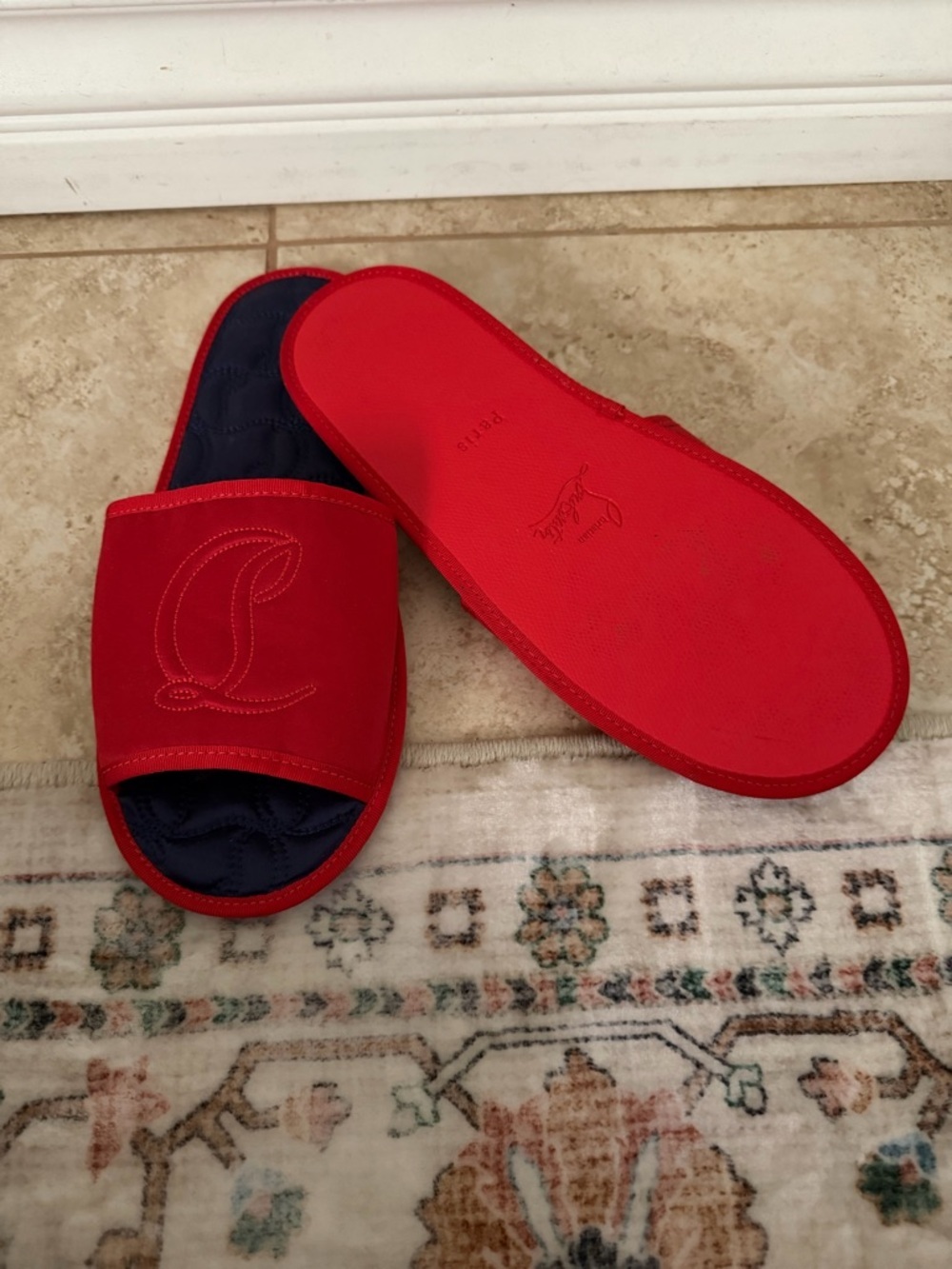 Authentic Christian Louboutin Silk Slide Slippers - Picture 9 of 9